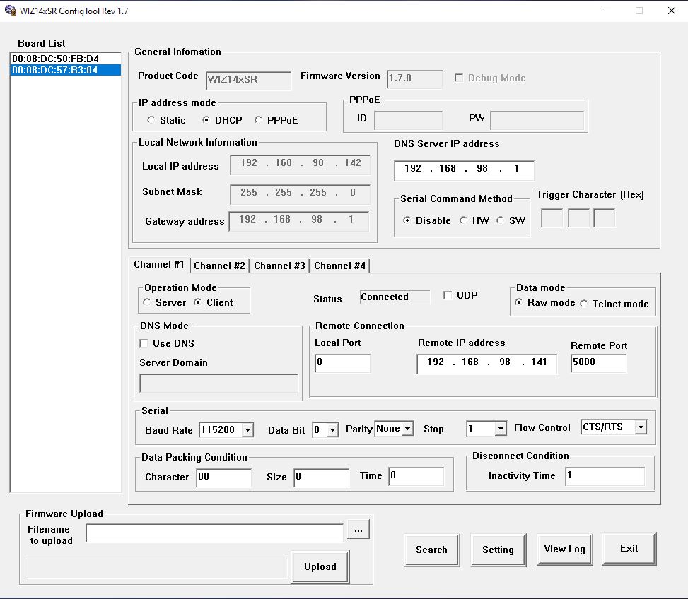 WIZ145SR client config