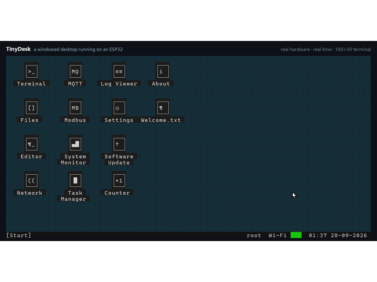 TinyDesk: A Windowed Text-Mode Desktop Served by an ESP32, with Optional W6100 Ethernet, Overview