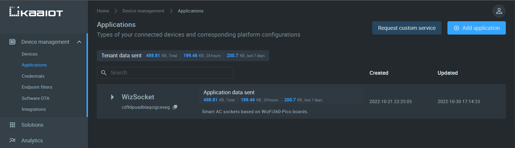 Applications list