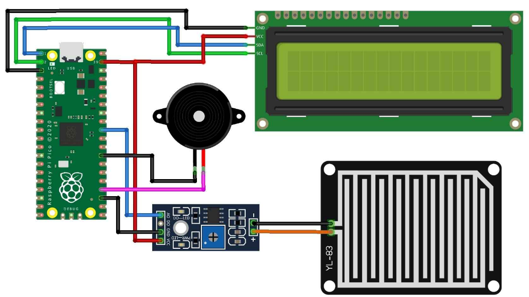 Flood Monitoring System, Circuit Diagram:-