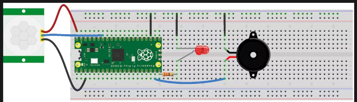 Burglar/Intruder Alarm Using Wizfi-360 EVB Pico, Circuit Diagram:-