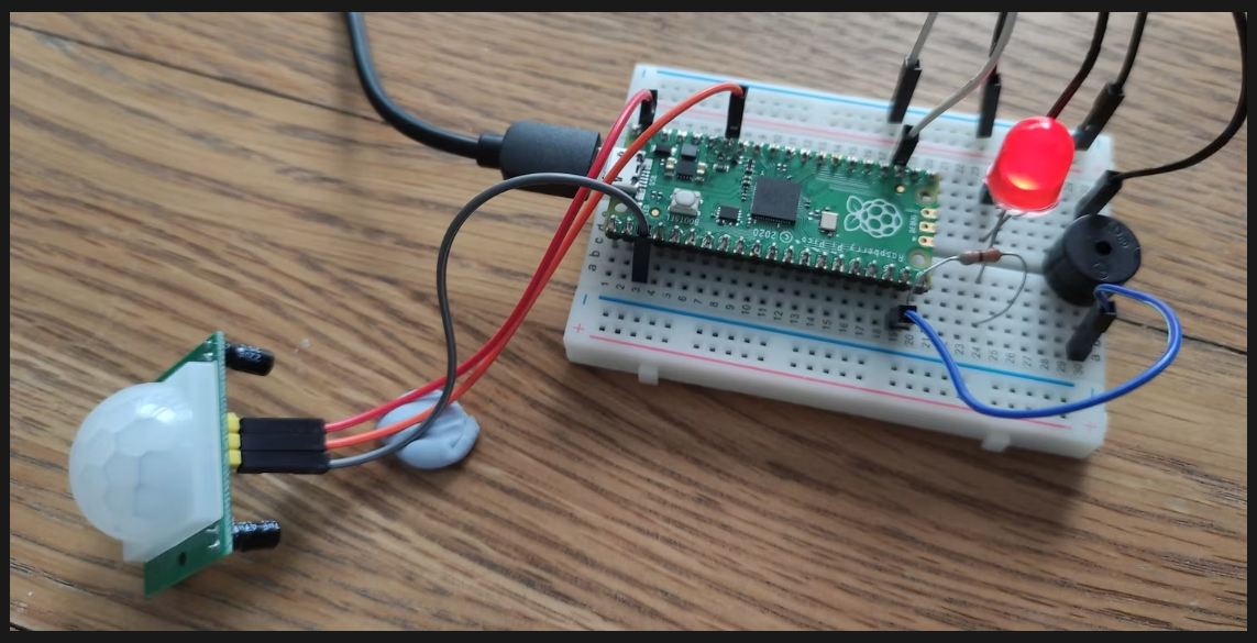 Burglar/Intruder Alarm Using Wizfi-360 EVB Pico, Circuit Diagram:-