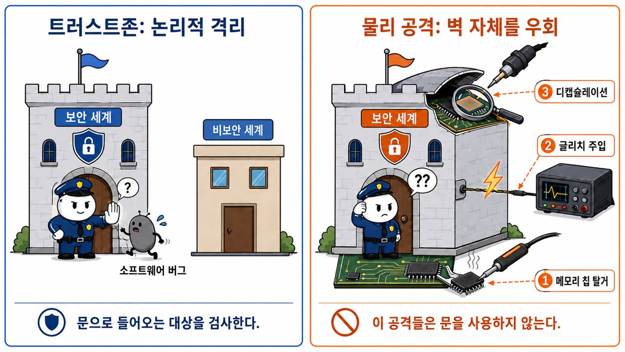 🔷 TrustZone만으로는 물리 공격을 막지 못한다