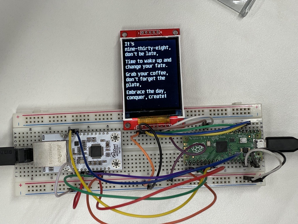 Poetic Ticks - AI clock using RPi Pico, W5100S and ChatGPT, The results