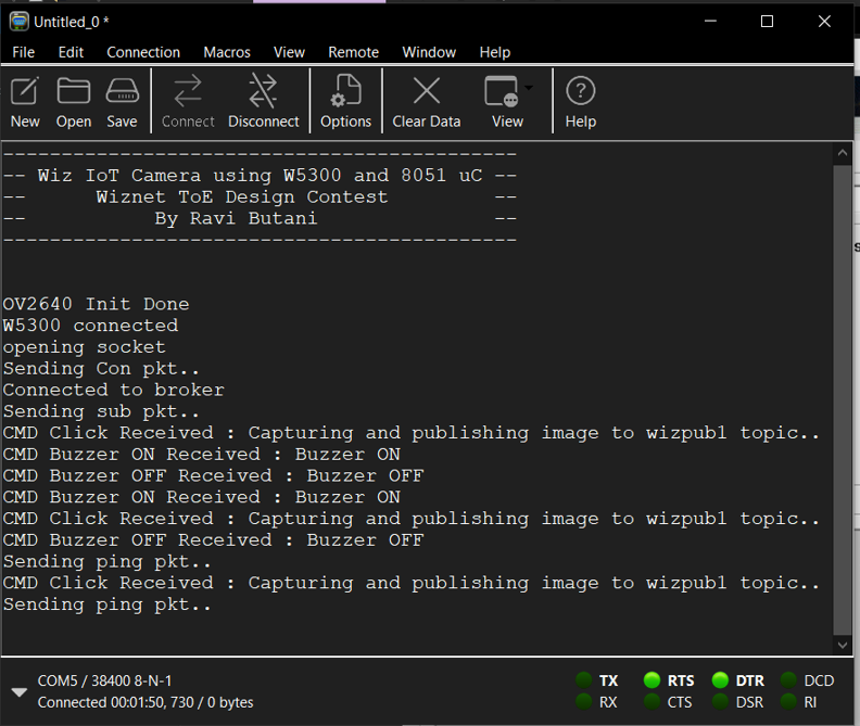 Wiz IoT Cam using W5300 TOE and 8051 limited resource uC