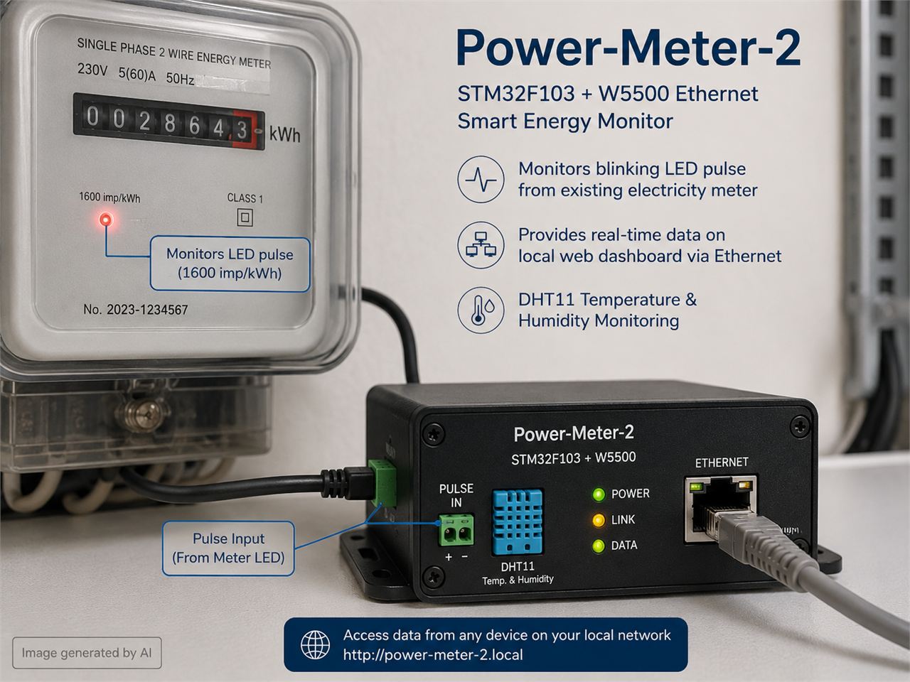 (temp) STM32F103 and W5500 Pulse-Based Home Power Meter, Project Overview