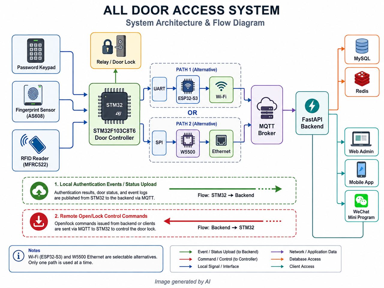 STM32 Smart Access Control with Optional W5500 Ethernet, 시스템 구조