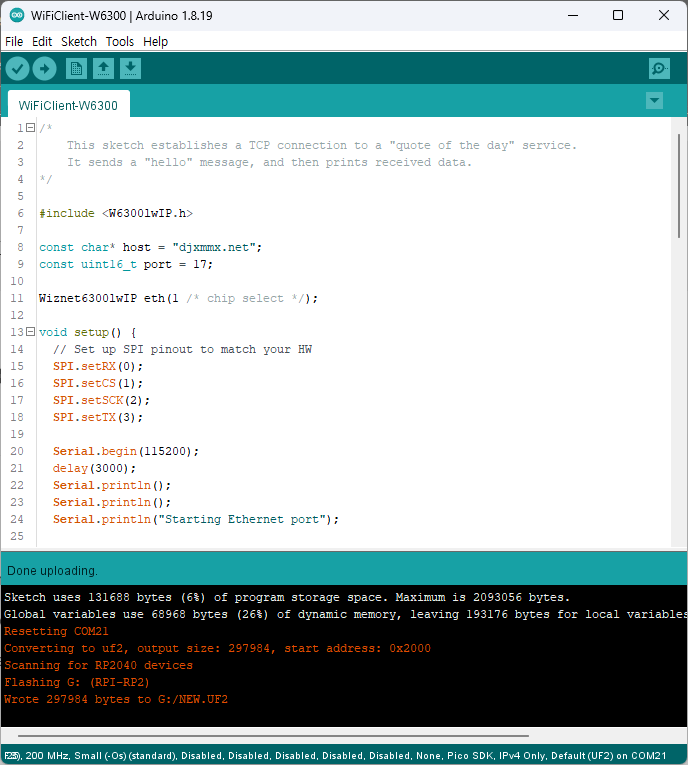 How to Build W6300-EVB-Pico or W6300-EVB-Pico2 on Arduino