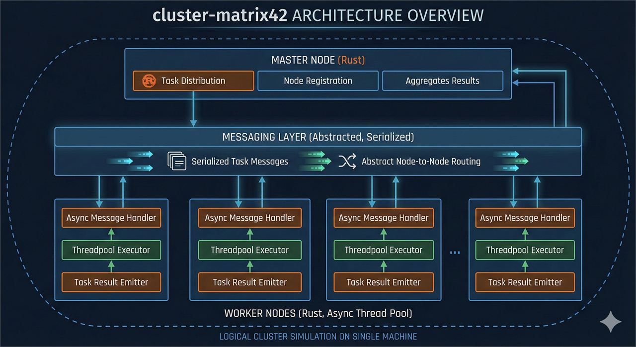 cluster-matrix42 – Lightweight Distributed Message-Passing Compute Framework in Rust, [PROJECT OVERVIEW]