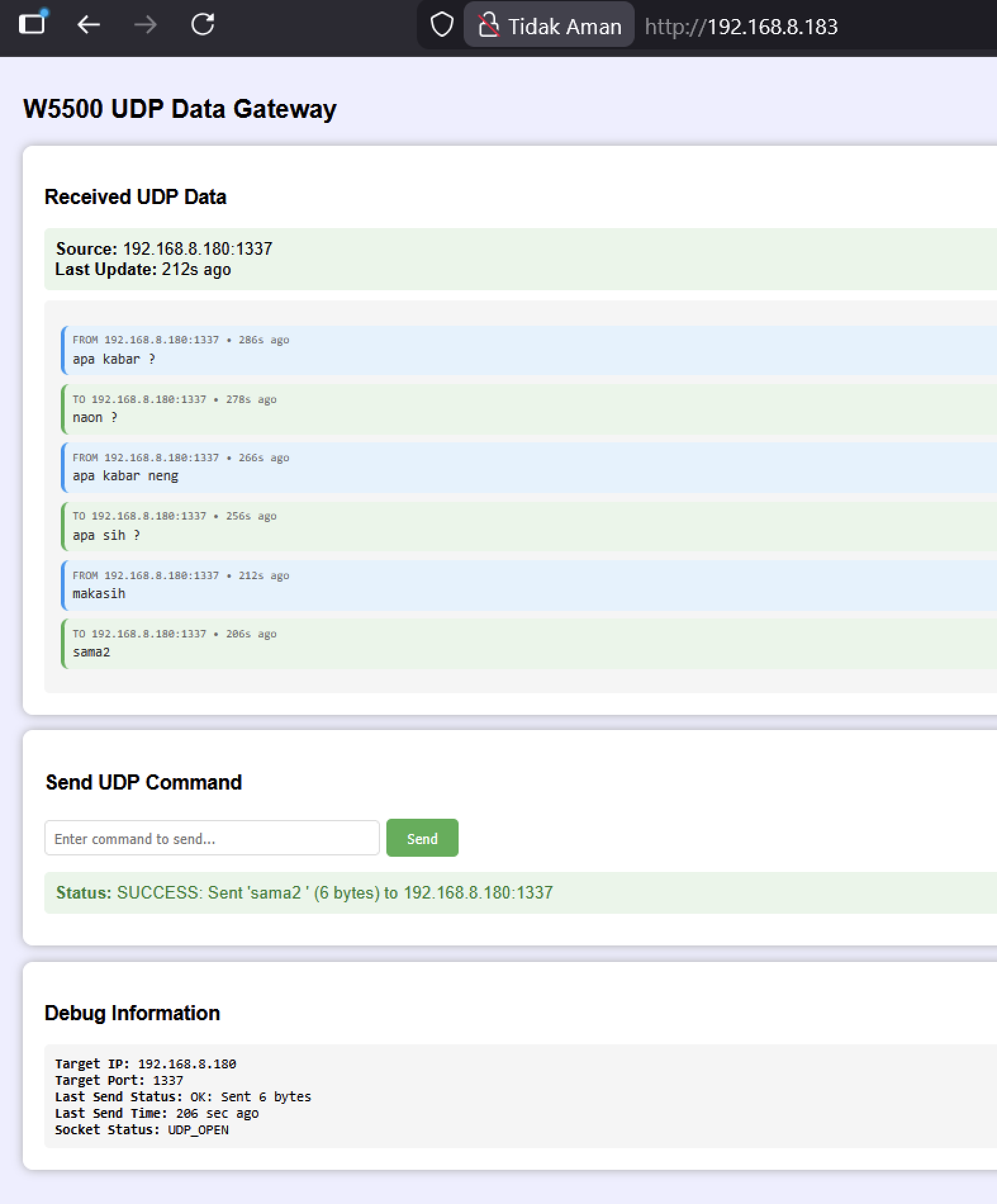 UDP Gateway and Browser Control