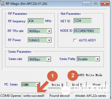 6. Click “Write W” As Per the Parameters Configuration (defaulted Value) in the Red Marker Below.