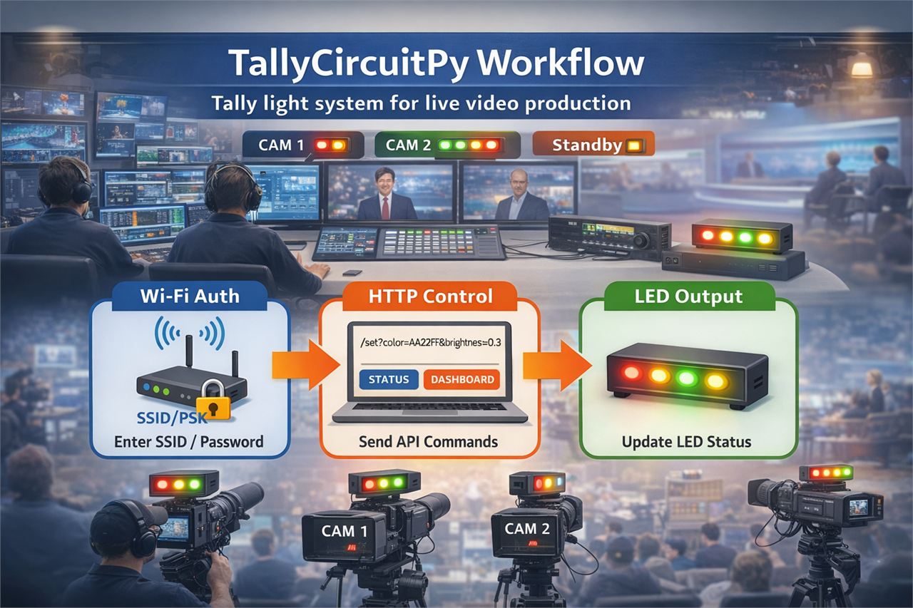 TallyCircuitPy: HTTP-Controlled Tally Light for Live Video Production