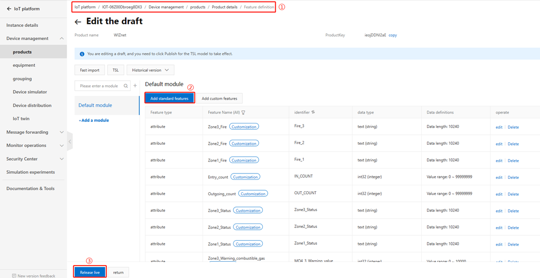 MQTT server side Settings