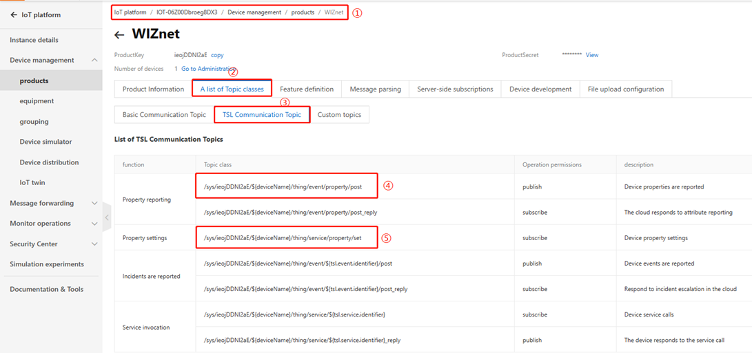 MQTT server side Settings