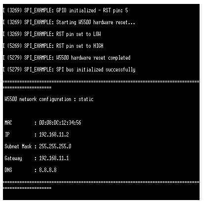 W5500 Network Initialization Result
