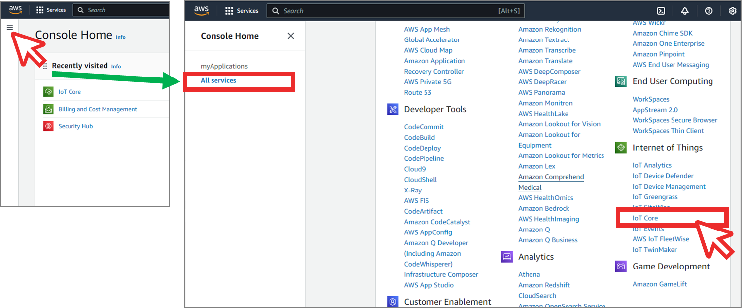 ☞ How to use AWS IoT console