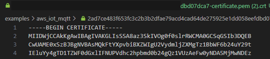 Part of a device-certificate.crt file