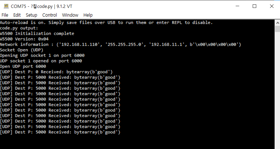 Getting started with W55RP20 circuitpython, Loopback Example