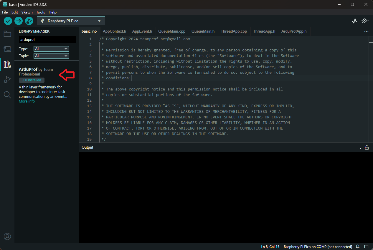 Create an Arduino event driven app on W55RP20-EVB-PICO