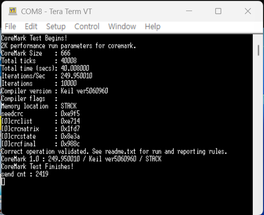 STM32F411 W5500 Coremark Test over SSL