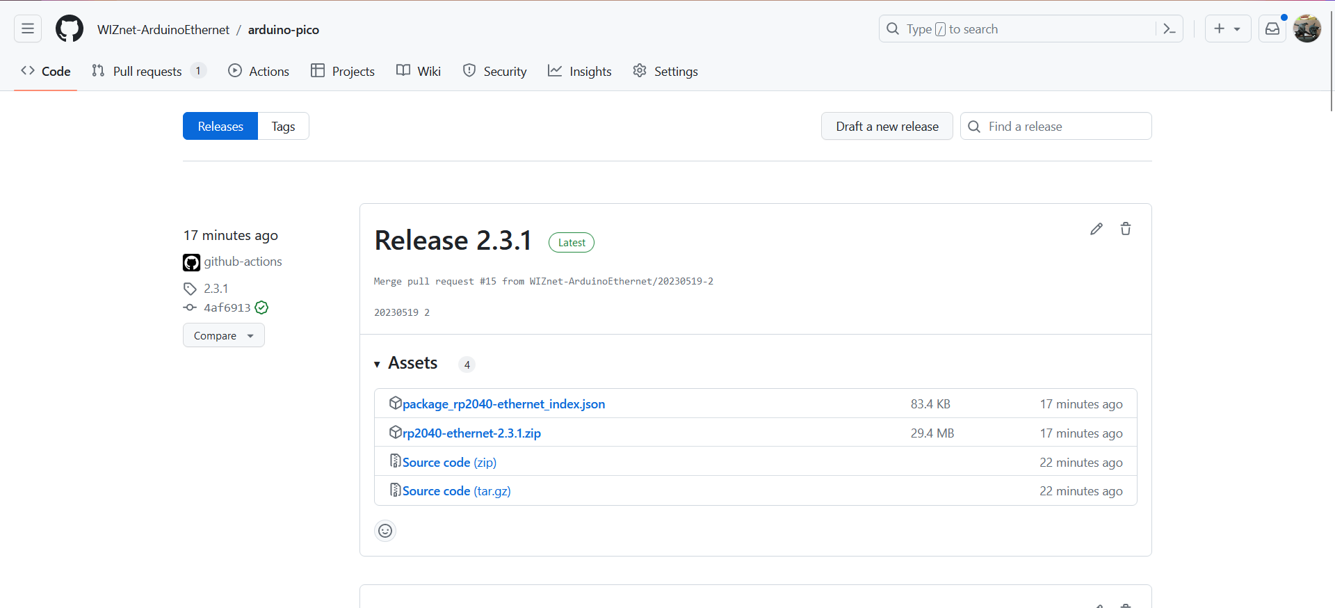 WIZnet arduino-pico Release 2.3.1