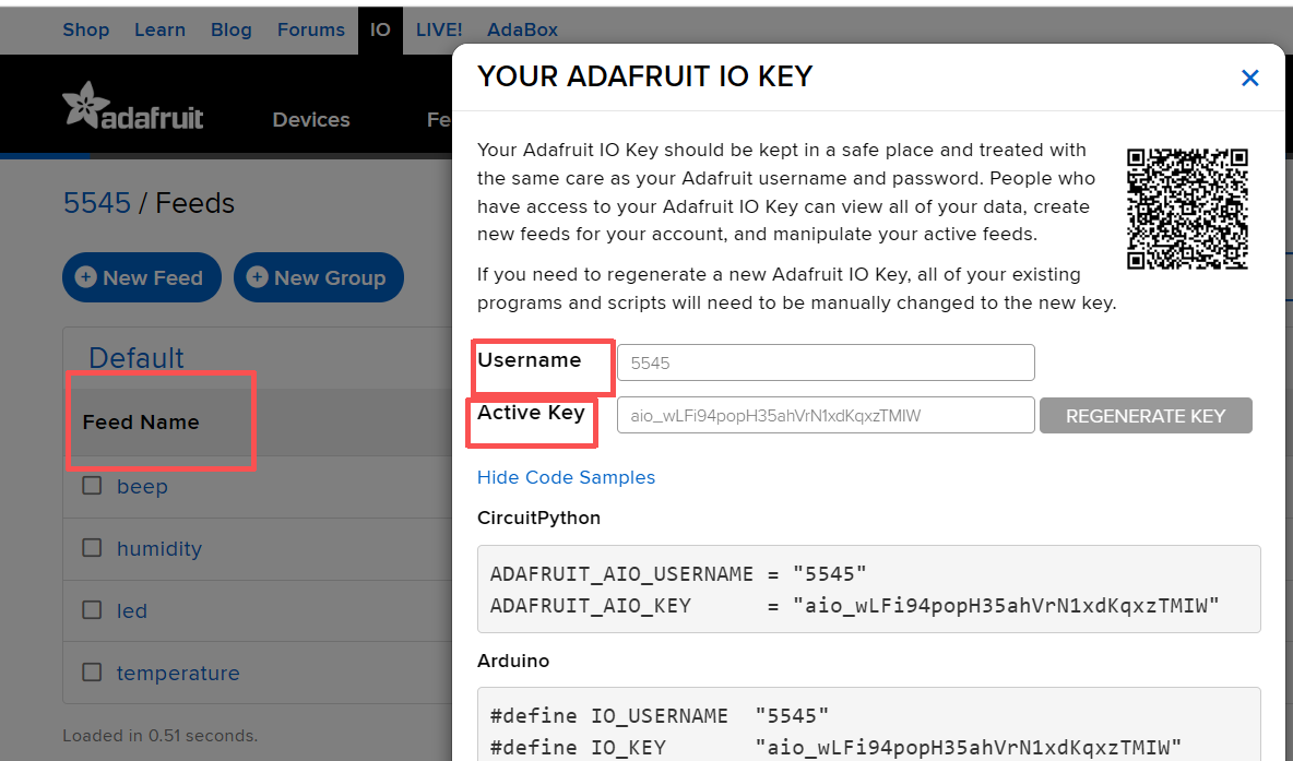 MQTT Connection to Adafruit IO Data Flow