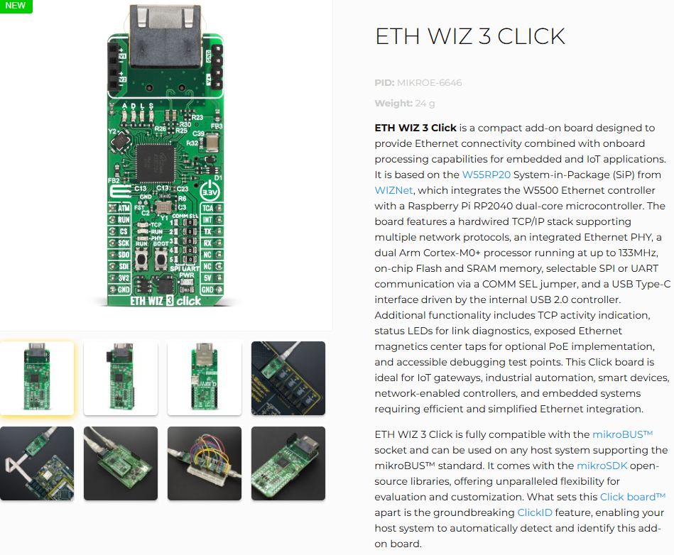WIZnet Success Stroies : MikroE ETH WIZ 3 CLICK, 1. Overview