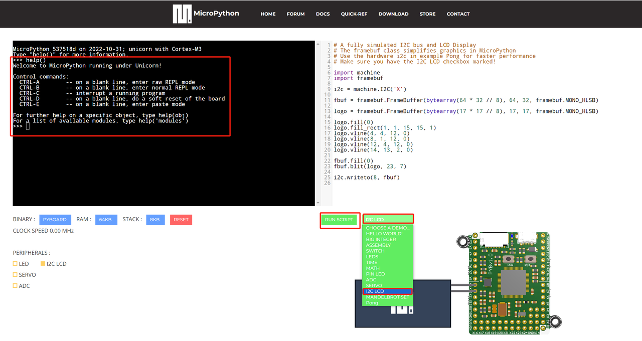 Embedded 101: Wokwi vs Unicorn — Pick the Right MicroPython Online Simulator, 2.unicorn