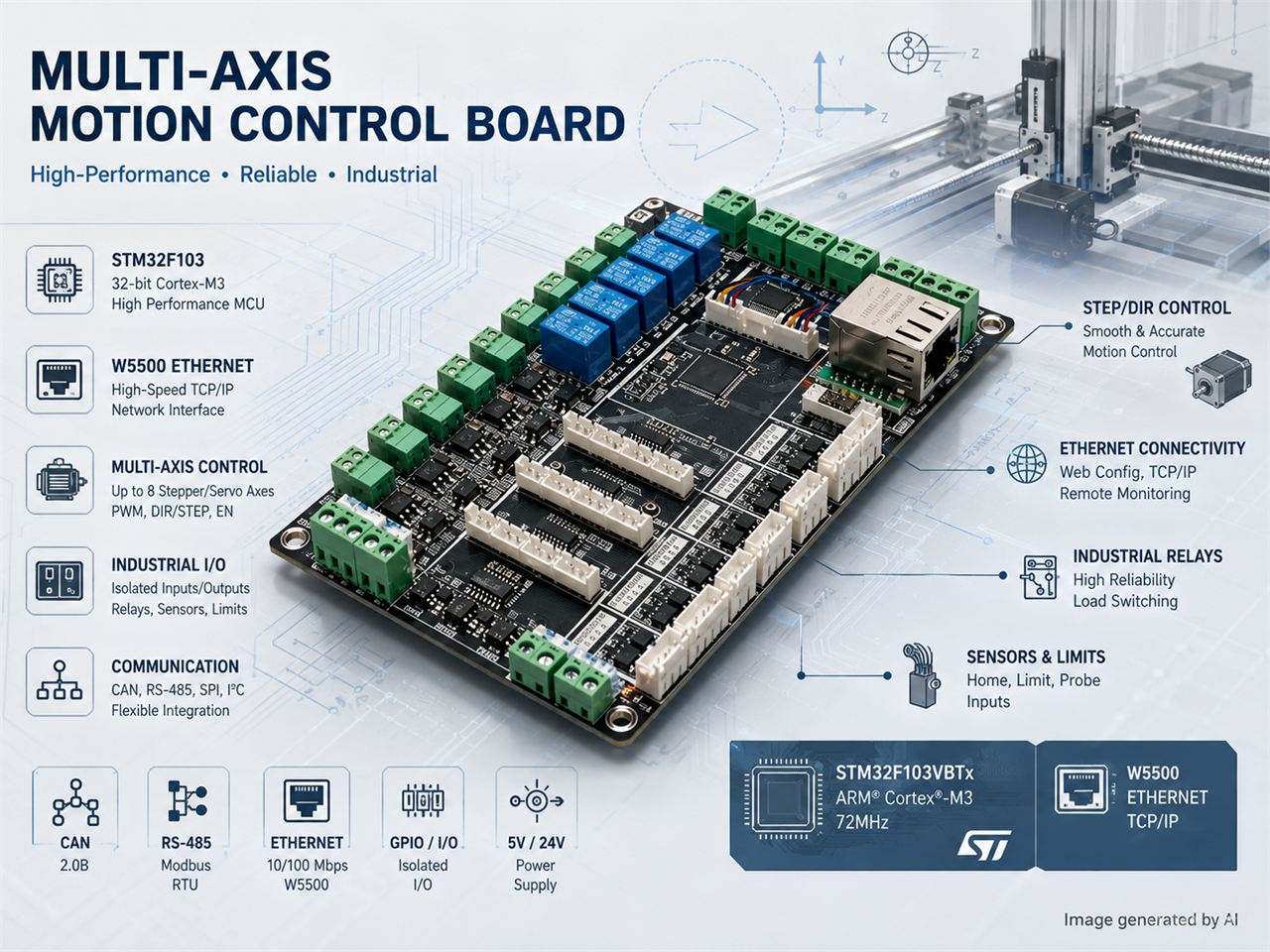 STM32F103 Multi-Axis Motion Controller with W5500 Ethernet and Industrial I/O, 프로젝트 개요