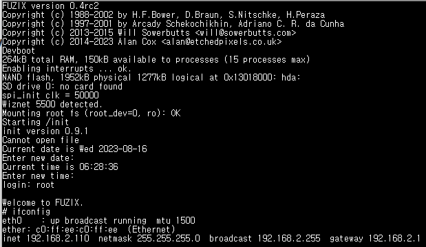How to use Ethernet in Fuzix OS with W5500 and Raspberry Pi Pico