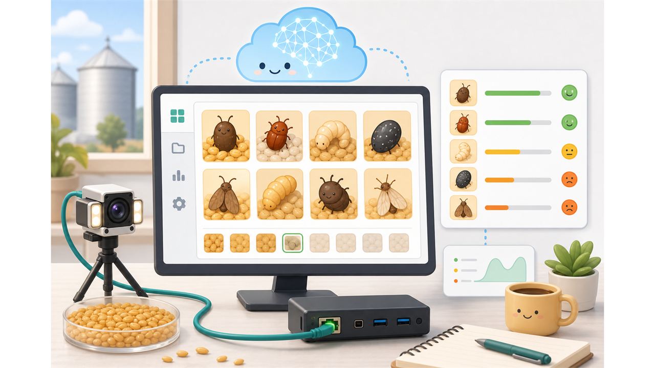 Illustration of an MDRN recognition dashboard with icon tiles and confidence bars