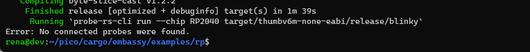 Rust-based TCP socket communication in W5500-EVB-Pico (with embassy), Blinky
