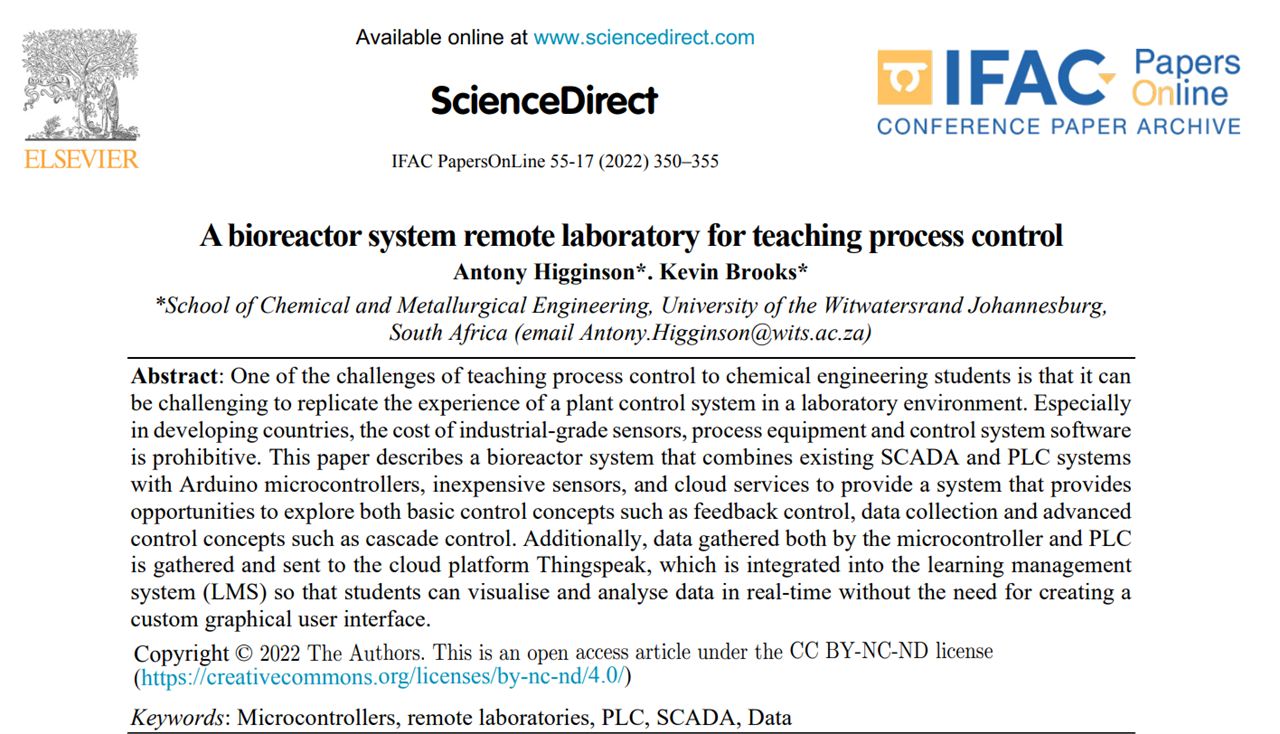 A bioreactor system remote laboratory for teaching process control