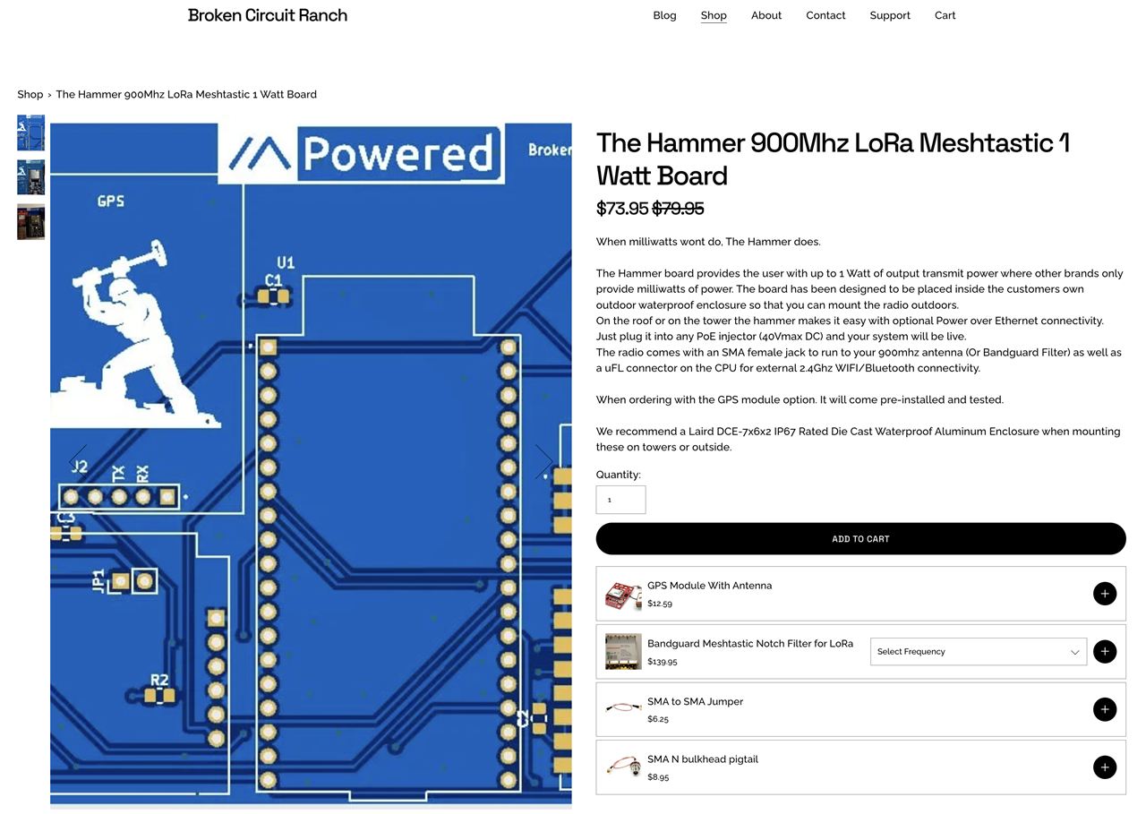 The Hammer 900Mhz LoRa Meshtastic 1 Watt Board, 소개