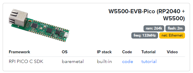 Raspberry Pi Pico + W5500 in  Mongoose
