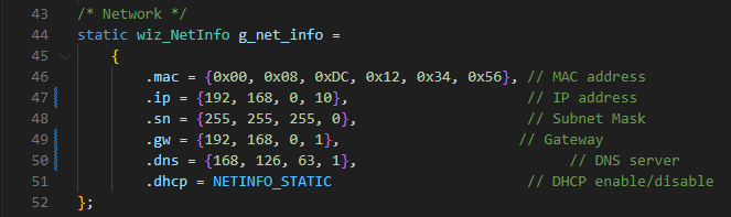 Set up the desired network information.