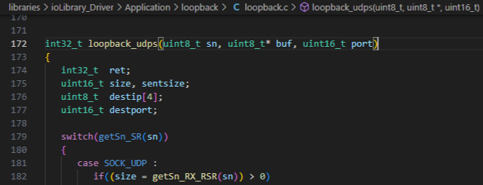 some parts of the UDP functions in the loopback.c