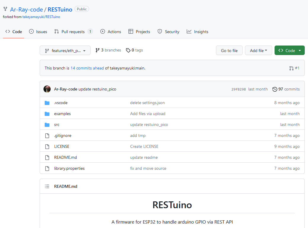 Ported "RESTuino" that flickers LED with RESTfull API to Raspberry Pico