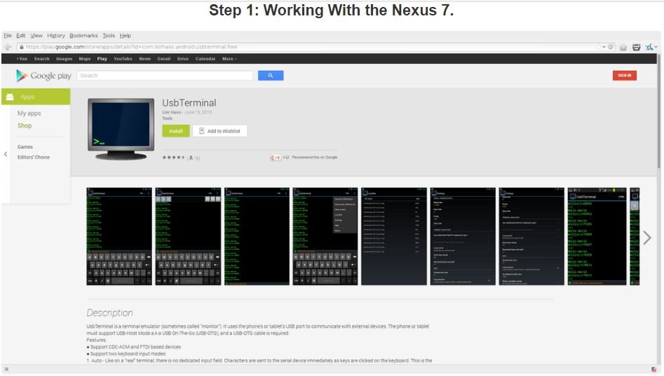 Nexus 7 and the Arduino.