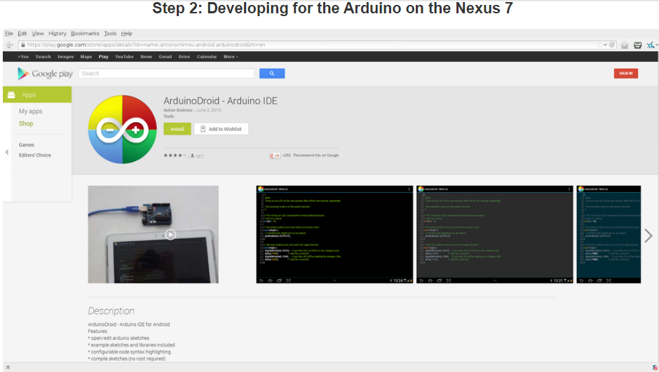 Nexus 7 and the Arduino.