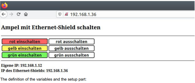 Switch traffic lights with an Ethernet shield