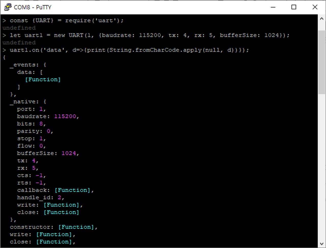 How to send AT command to WizFi360-EVB-Pico using Kaluma.js, 3.1. UART