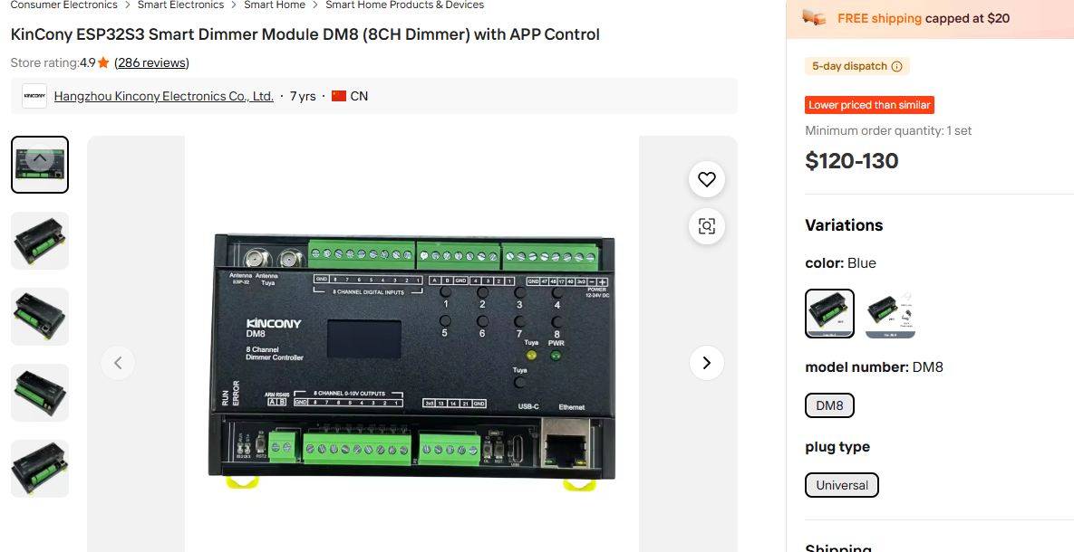 ESP32S3 Dimmer Module – DM8 (8CH Dimmer)