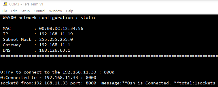 TCP client 0's screen (W5500)