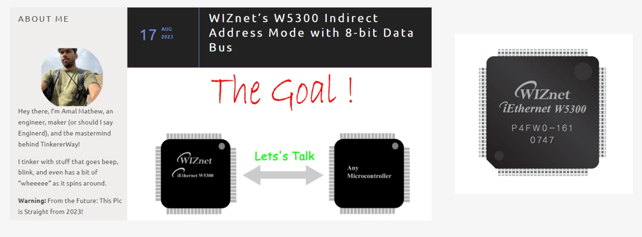 WIZnet’s W5300 Indirect Address Mode with 8-bit Data Bus