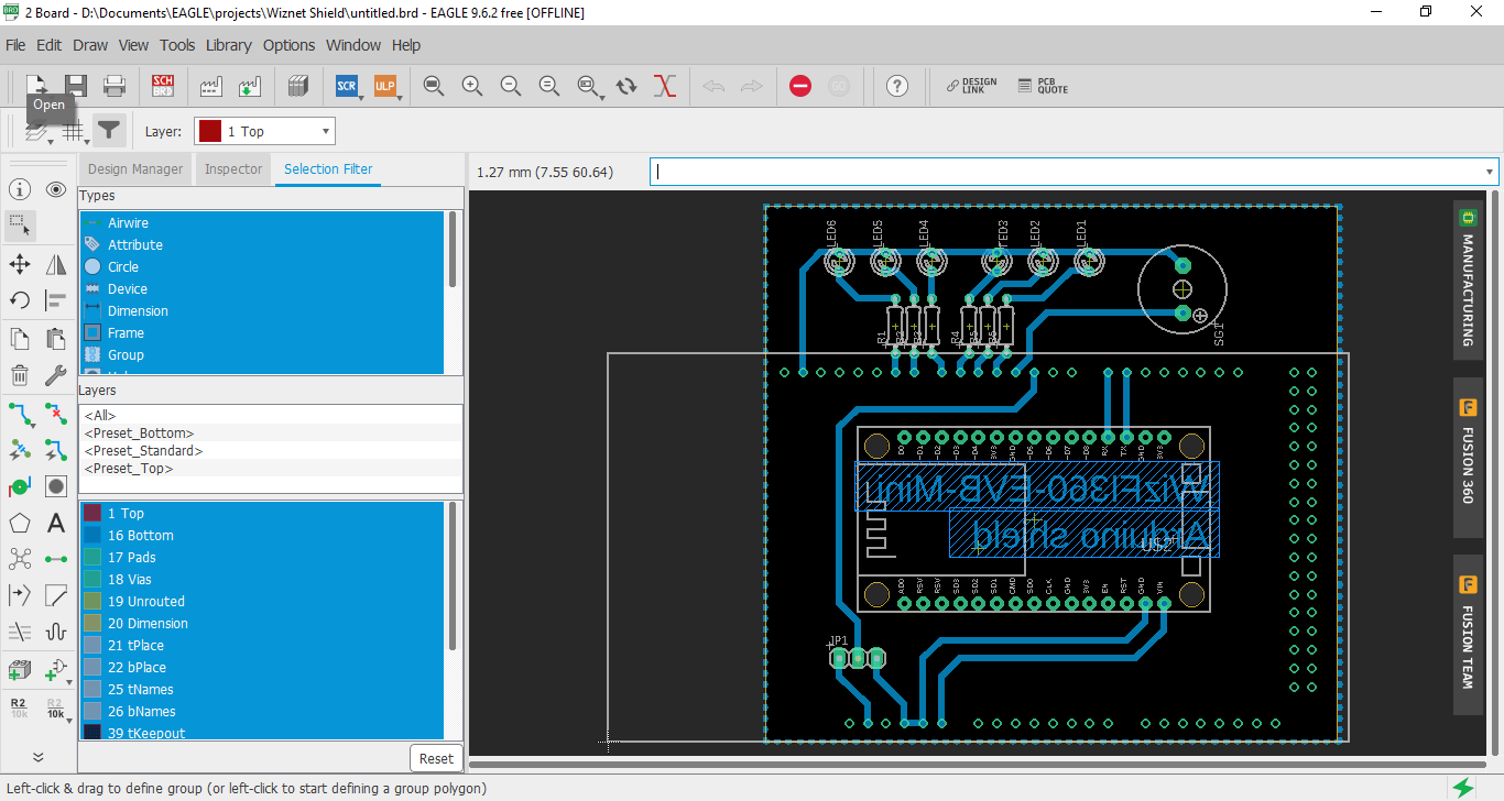 Step 5: Make Arduino-WizFi360 PCB shield using Eagle