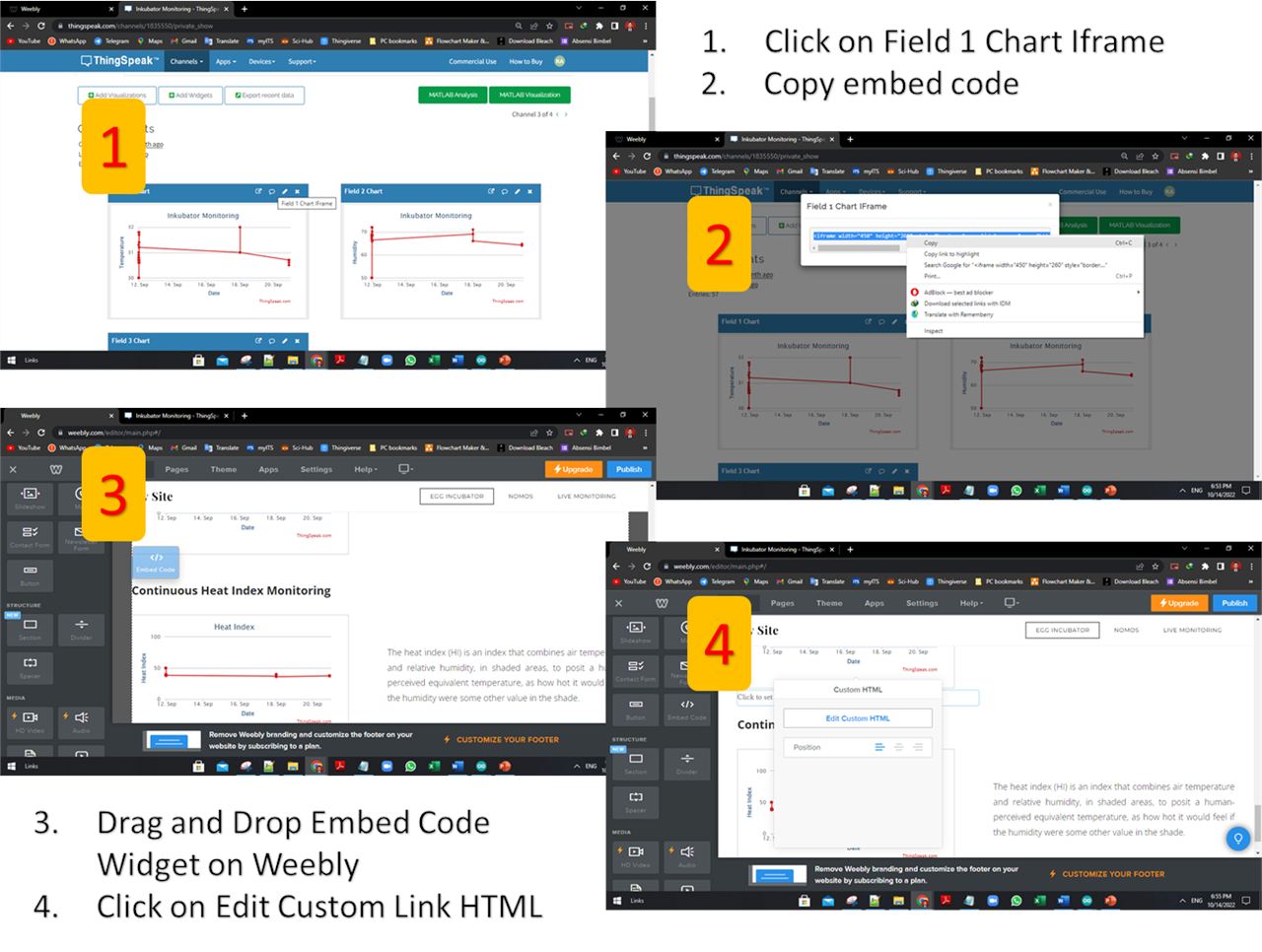 Step 9: Develop a monitoring website using Weebly