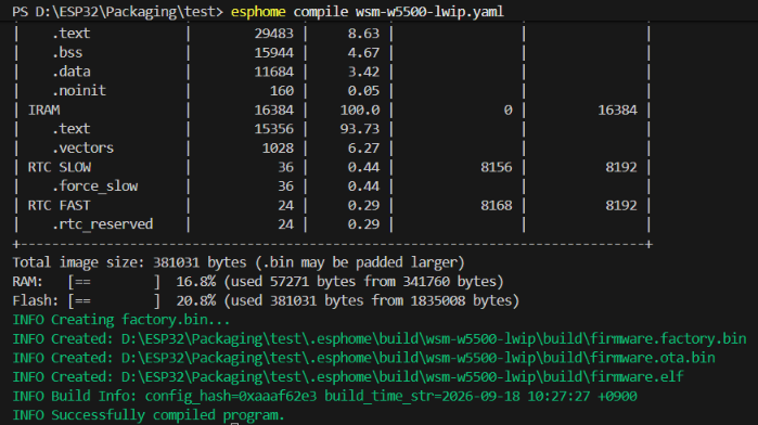 6.Running WSM-ESPHome with LwIP