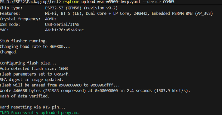 6.Running WSM-ESPHome with LwIP