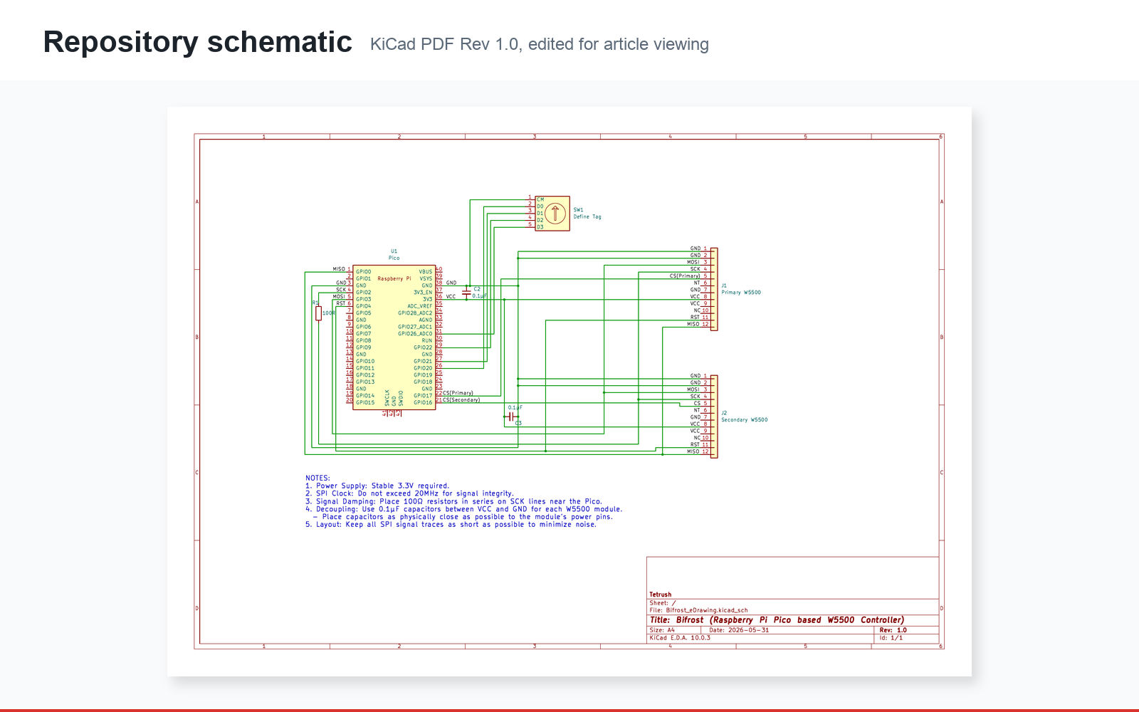 Edited repository image: KiCad schematic PDF rendered and resized for article viewing.